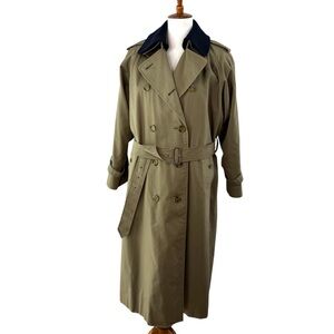 Burberrys' Vintage Khaki Green Classic Trench Coat with Removable Wool Liner